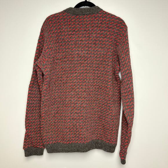 VTG L.L. Bean Wool Birdseye Grey Red Snowflake Made in Norway Mens Tall Sz L - Picture 2 of 6